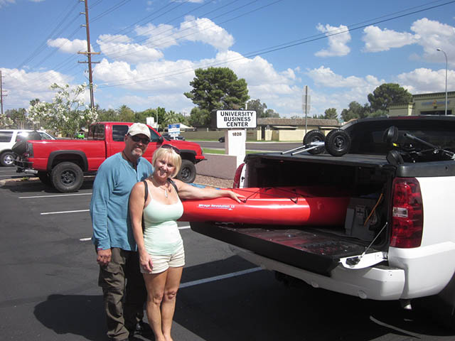 Transporting a kayak outlet in a pickup truck